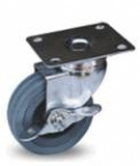 Grey rubber swivel caster with brake